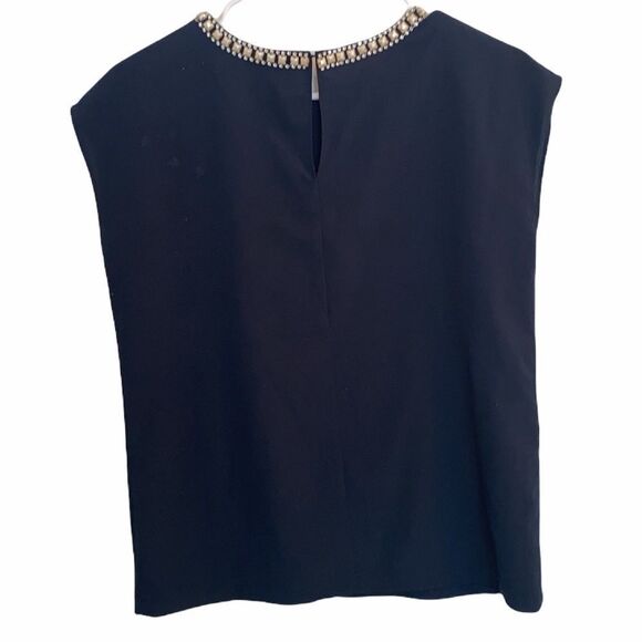 Cynthia Rowley Blue Jeweled Collared Blouse Sz S - Picture 3 of 8
